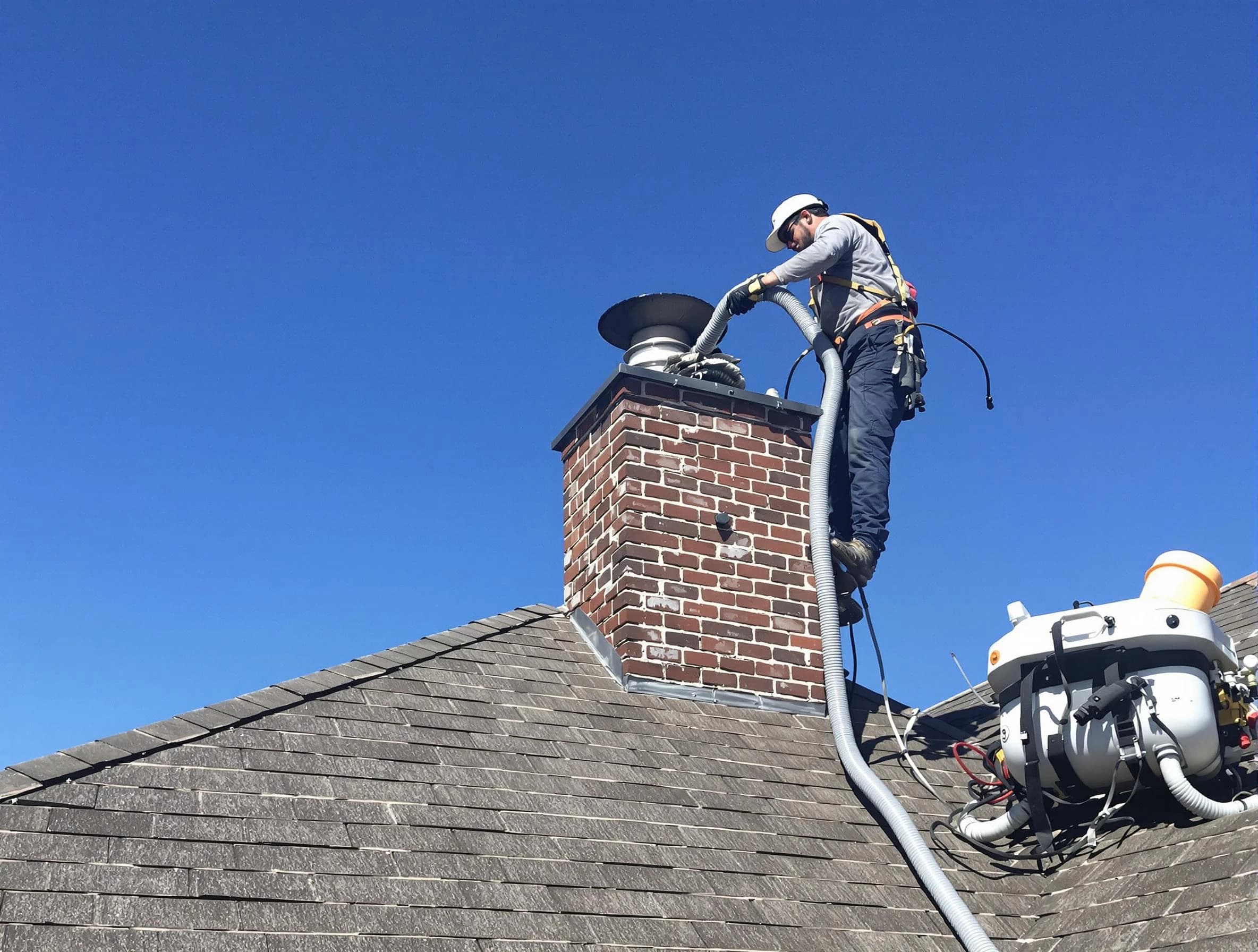Dedicated Shelbyville Chimney Sweep team member cleaning a chimney in Shelbyville, TN
