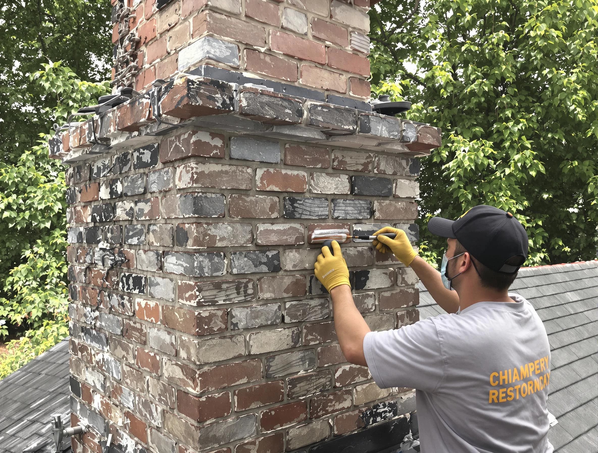 In-progress chimney restoration by Shelbyville Chimney Sweep in Shelbyville, TN