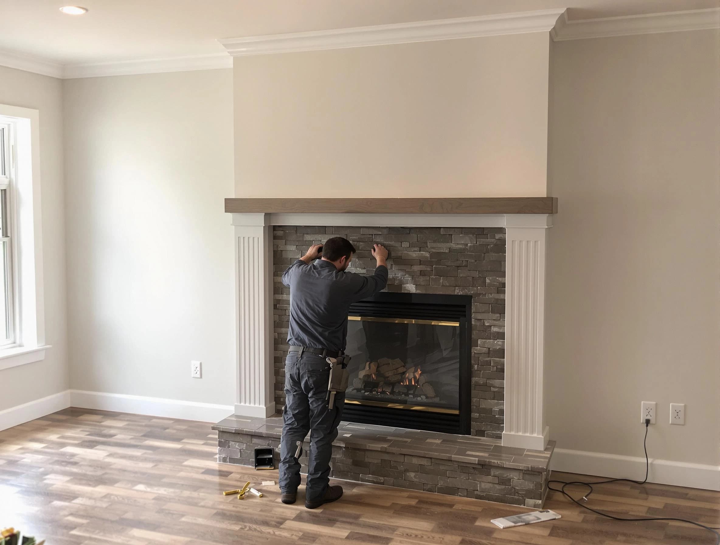 Shelbyville Chimney Sweep finishing a custom fireplace install in Shelbyville, TN