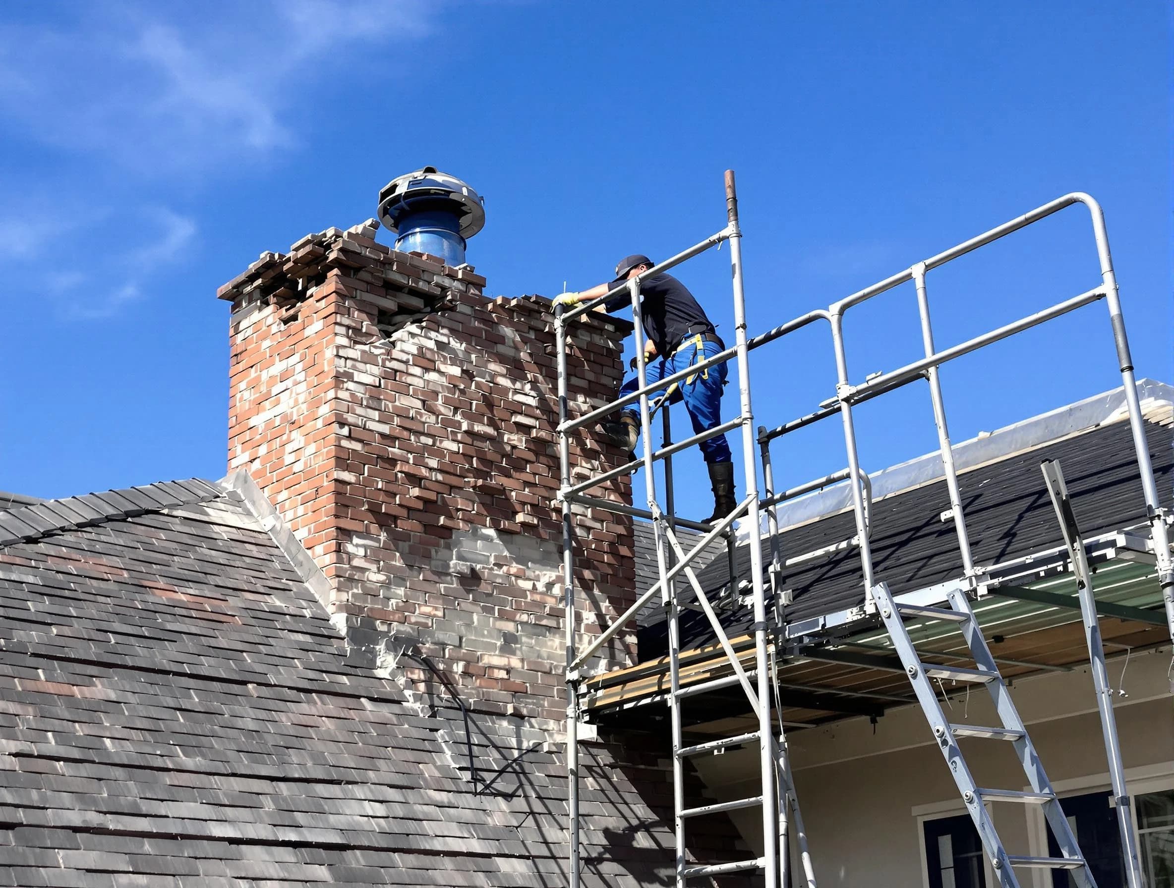 Rebuilding a chimney structure by Shelbyville Chimney Sweep in Shelbyville, TN