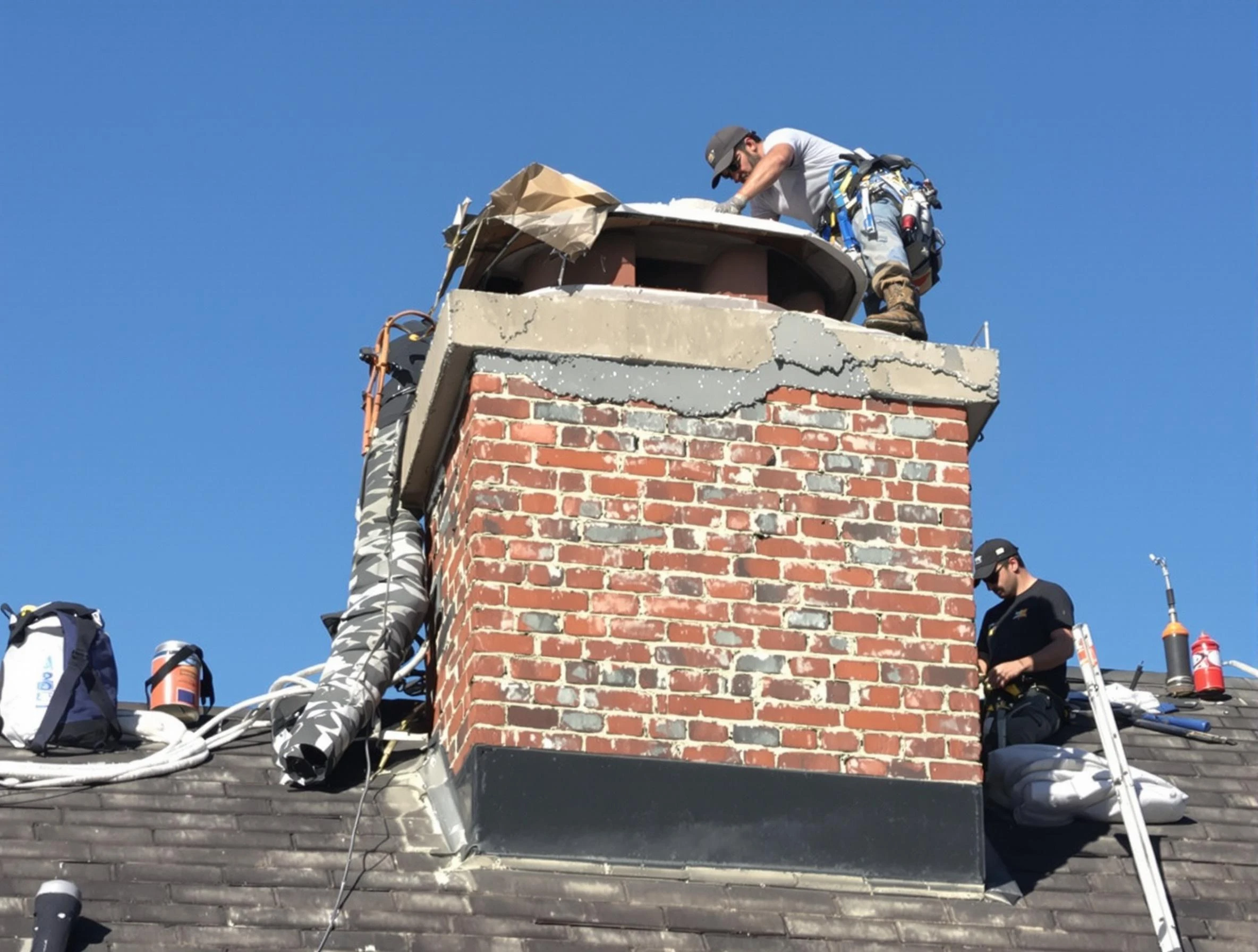 Shelbyville Chimney Sweep installing a custom chimney crown in Shelbyville, TN