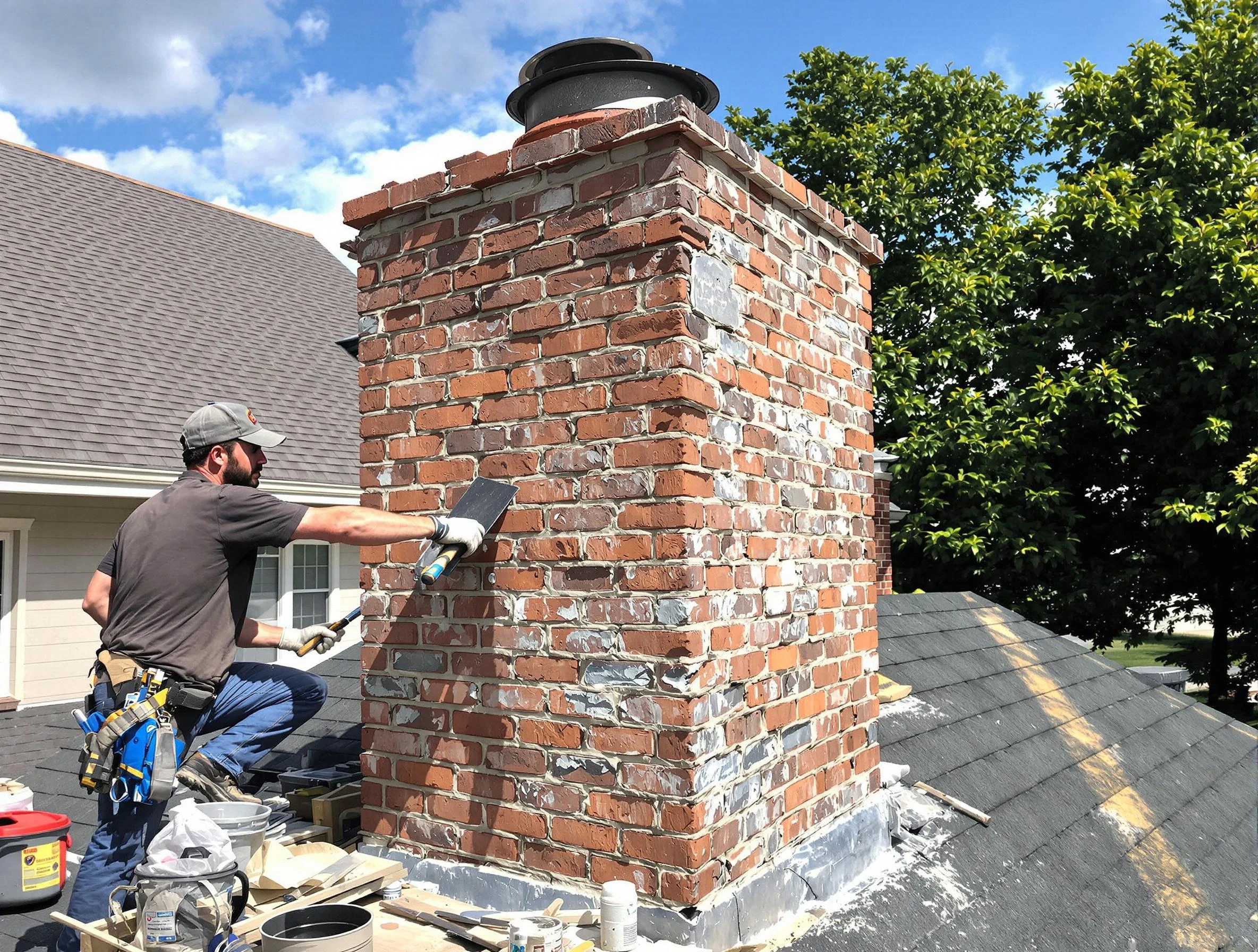 Completed chimney rebuild by Shelbyville Chimney Sweep in Shelbyville, TN