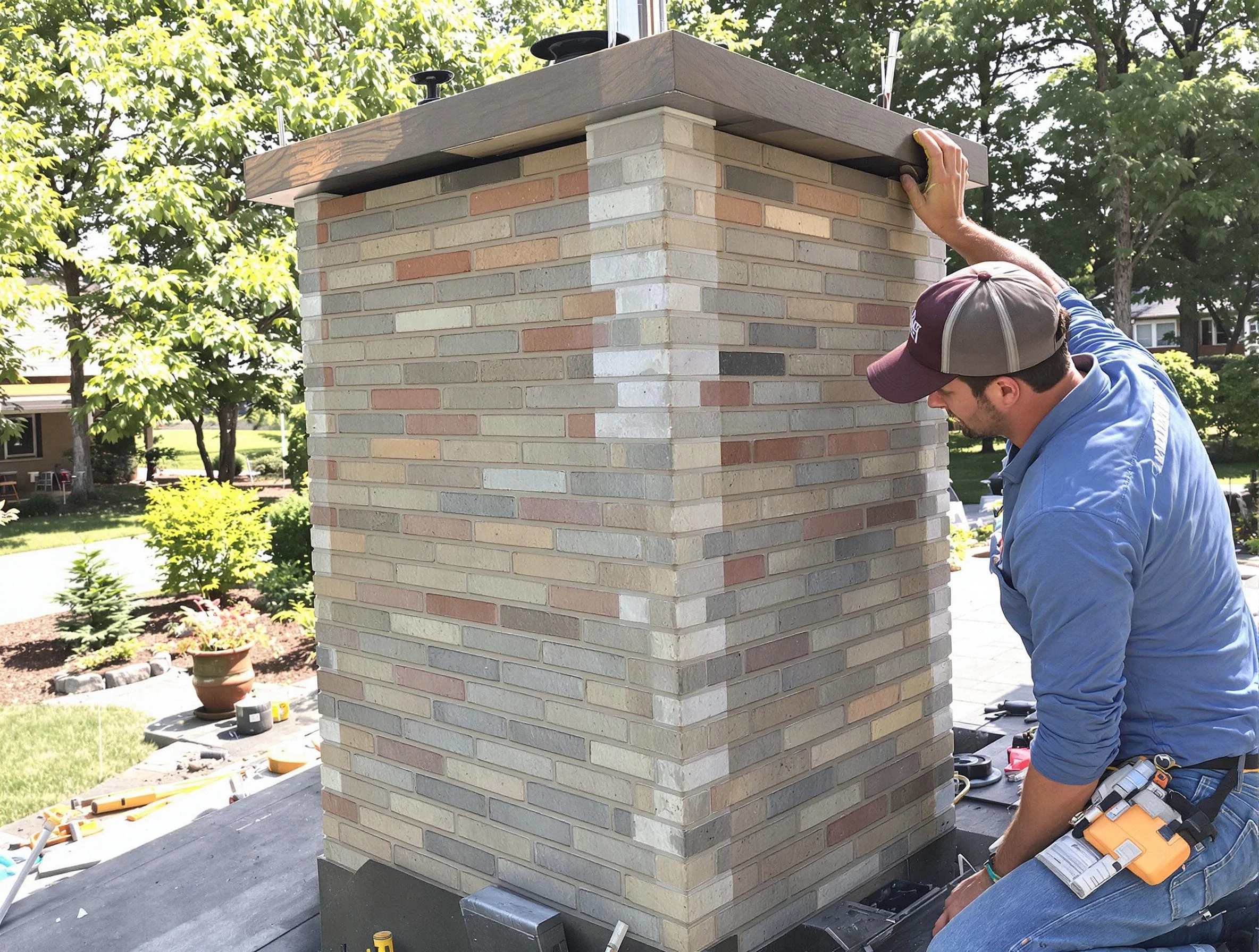 Shelbyville Chimney Sweep completing a modern chimney remodel in Shelbyville, TN