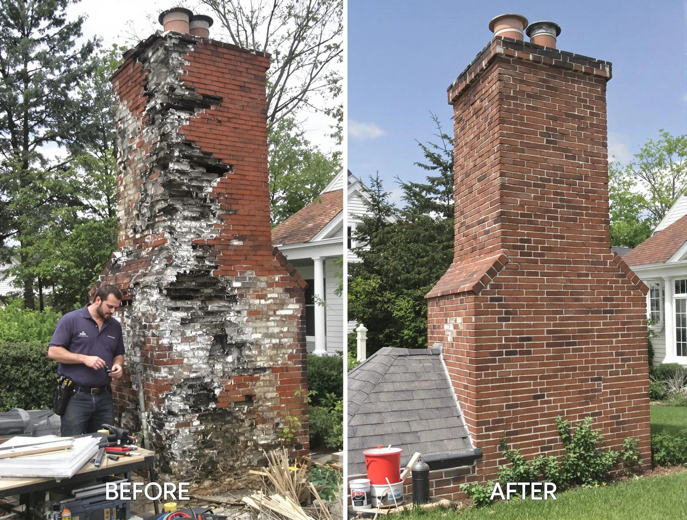 Shelbyville Chimney Sweep performing a full chimney restoration in Shelbyville, TN