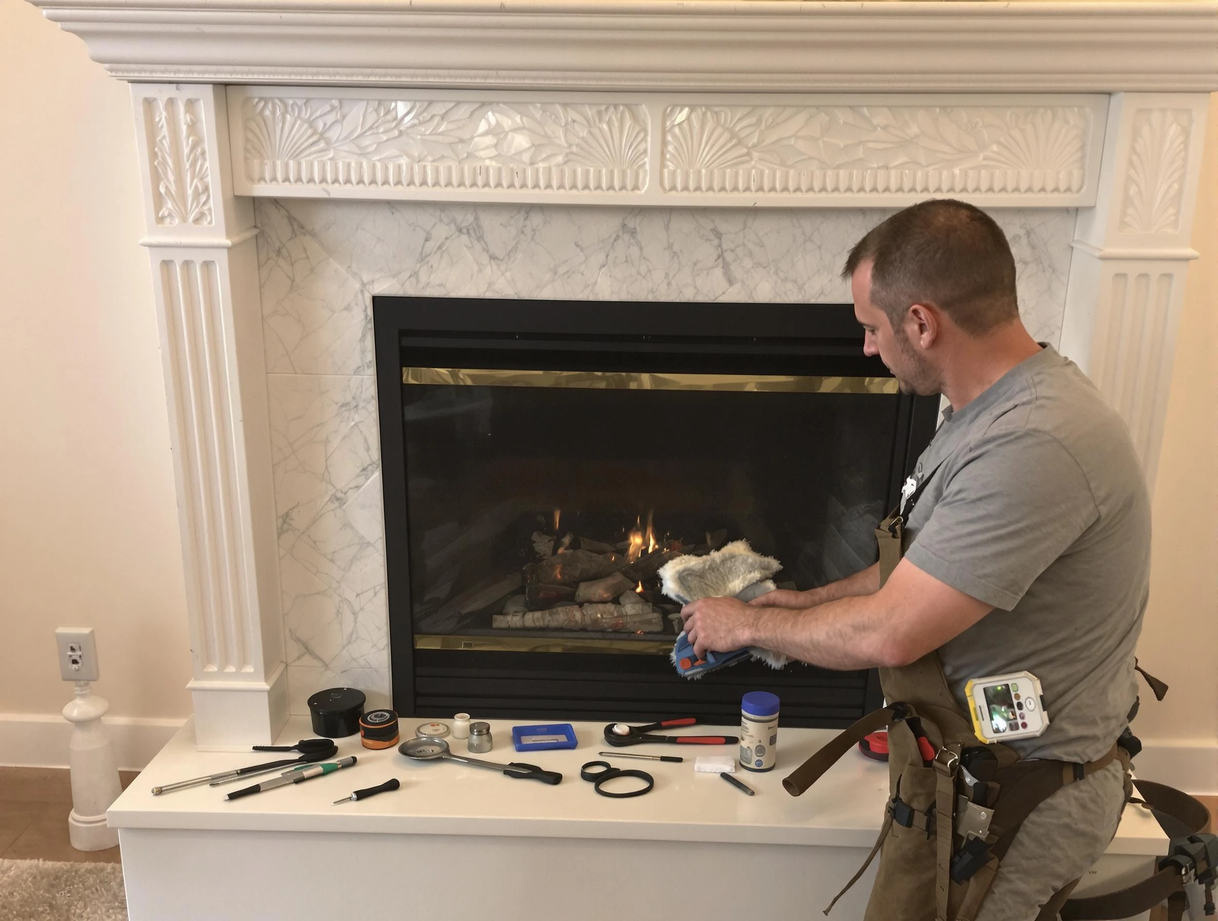 Shelbyville Chimney Sweep performing fireplace maintenance in Shelbyville, TN