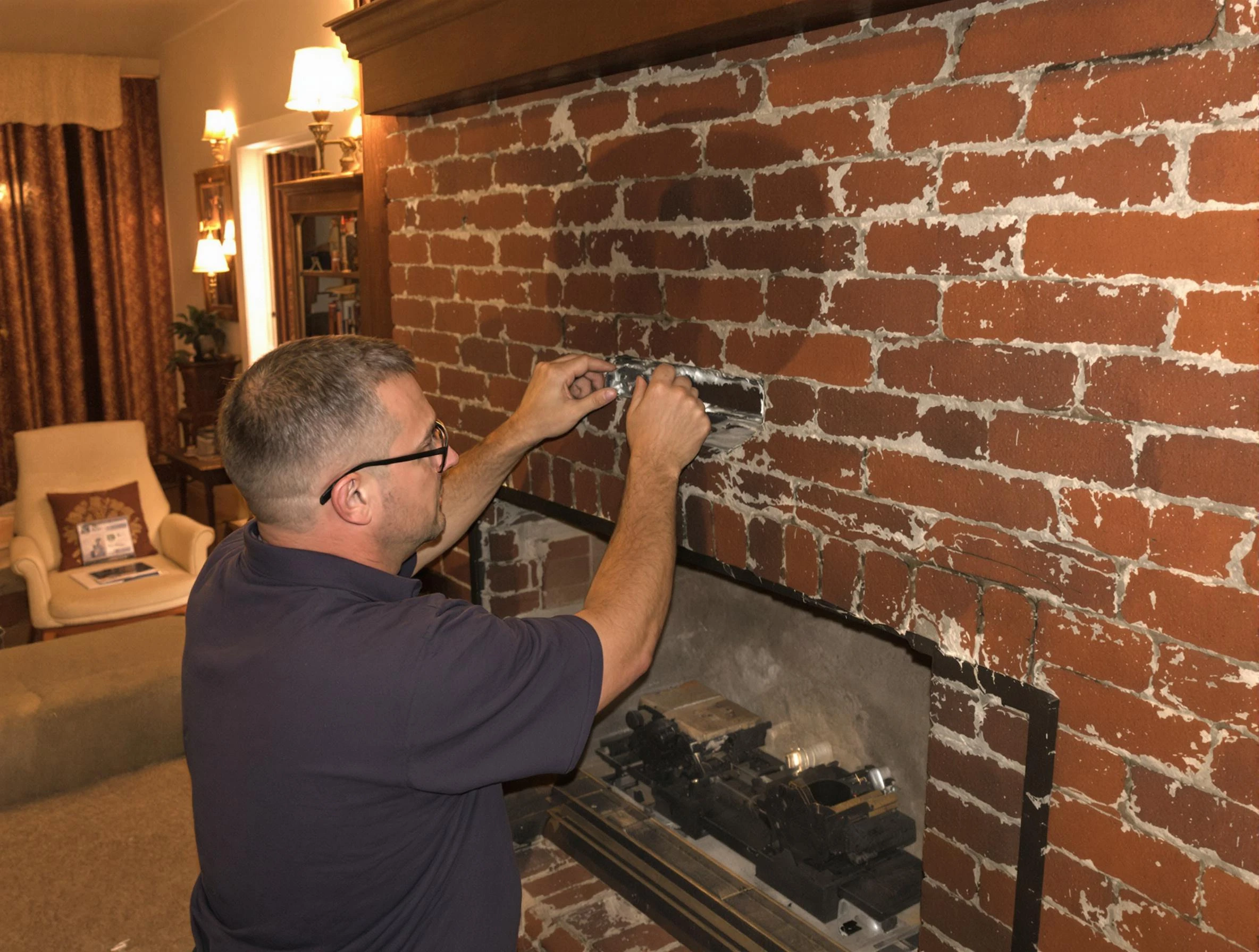 Shelbyville Chimney Sweep expert fixing a fireplace in Shelbyville, TN